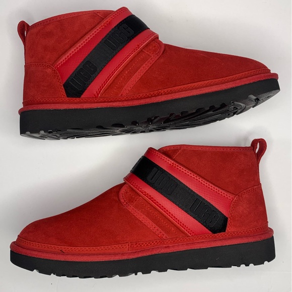 UGG Neumel Snapback Chukka Boots Mens Size 11 Red Black Ankle Sheepskin - Picture 2 of 6